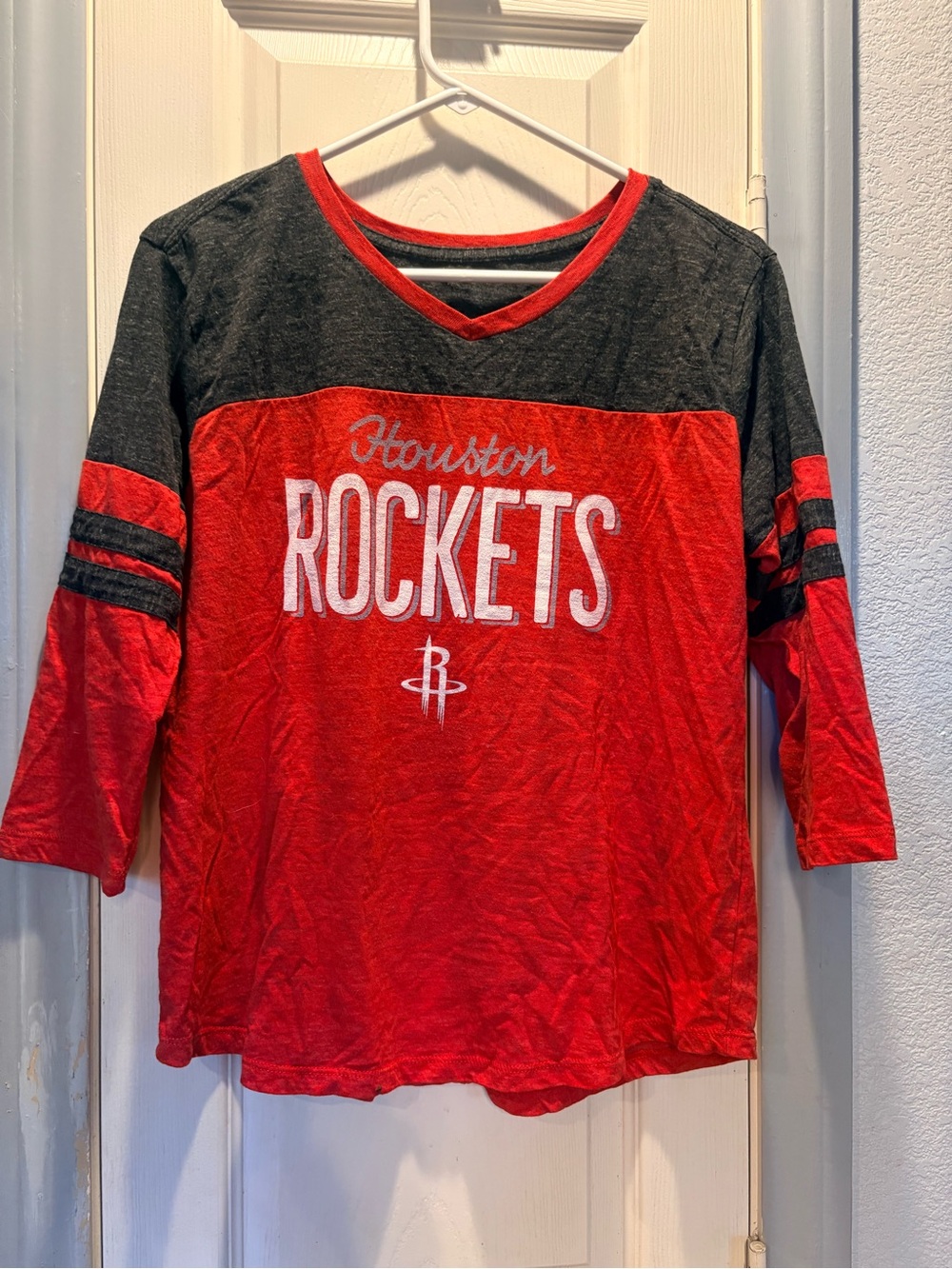 Kids' Red & Black Long Sleeve V-Neck Top